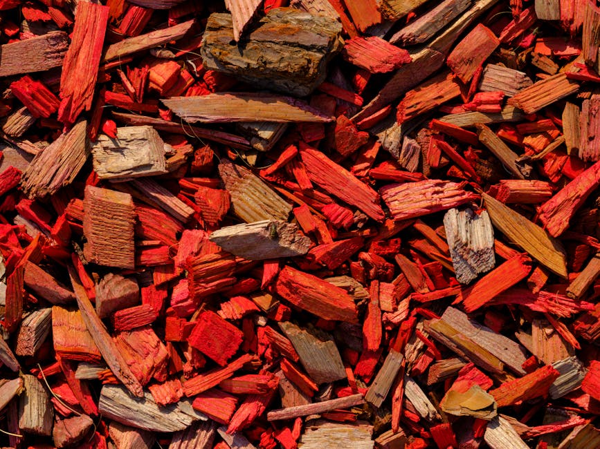 Close-up of hardwood mulch chips for tree care and landscaping
